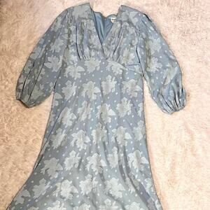 Dusty Blue Burnout Floral Feminine Romantic Coquette Whimsical Fairytale Dress